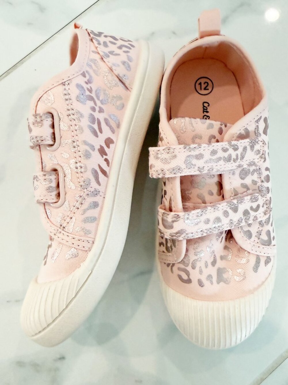 Cat & Jack Pink Toddler 12 Parker Hook and Loop Closure Leopard Print Sneakers - Picture 2 of 9